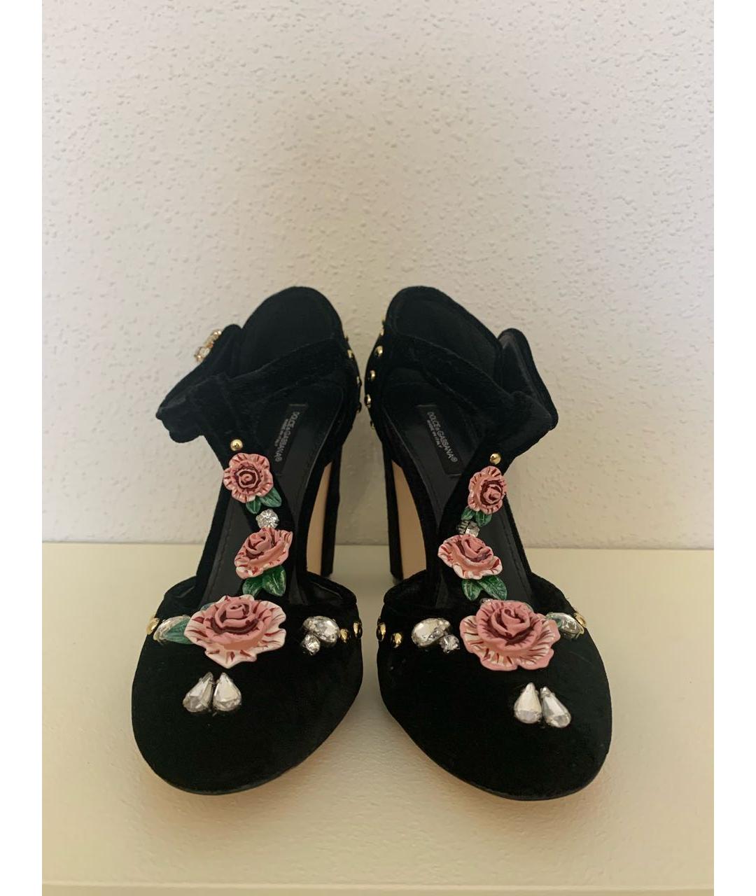 DOLCE&GABBANA Черные бархатные туфли, фото 2