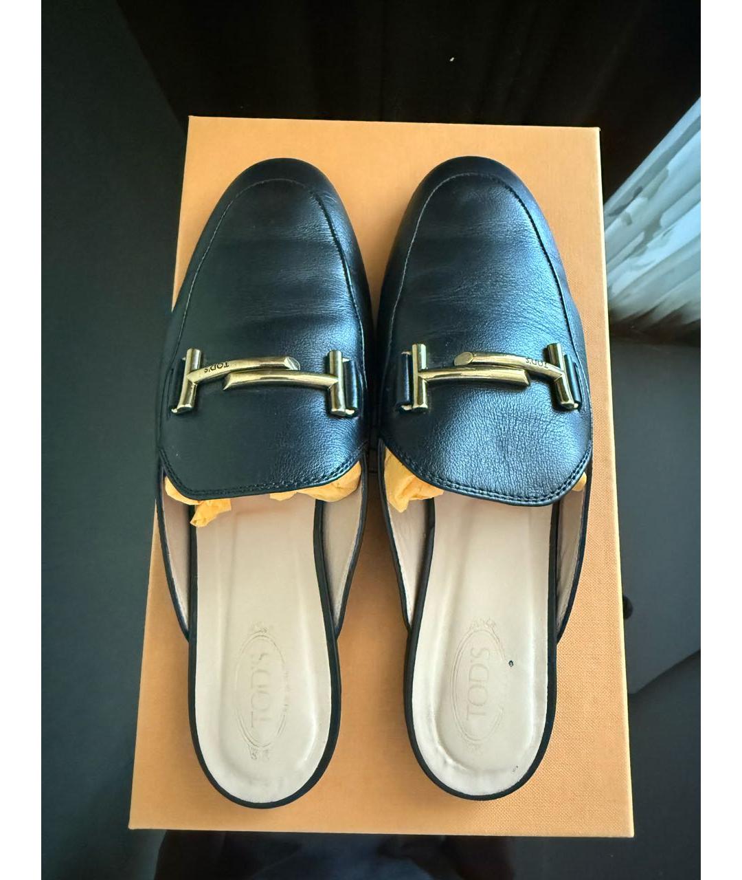 TOD'S Черные кожаные мюли, фото 3