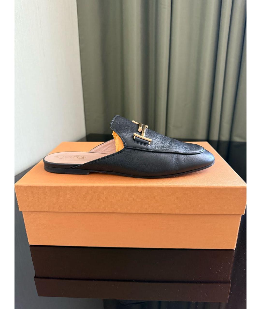 TOD'S Черные кожаные мюли, фото 9