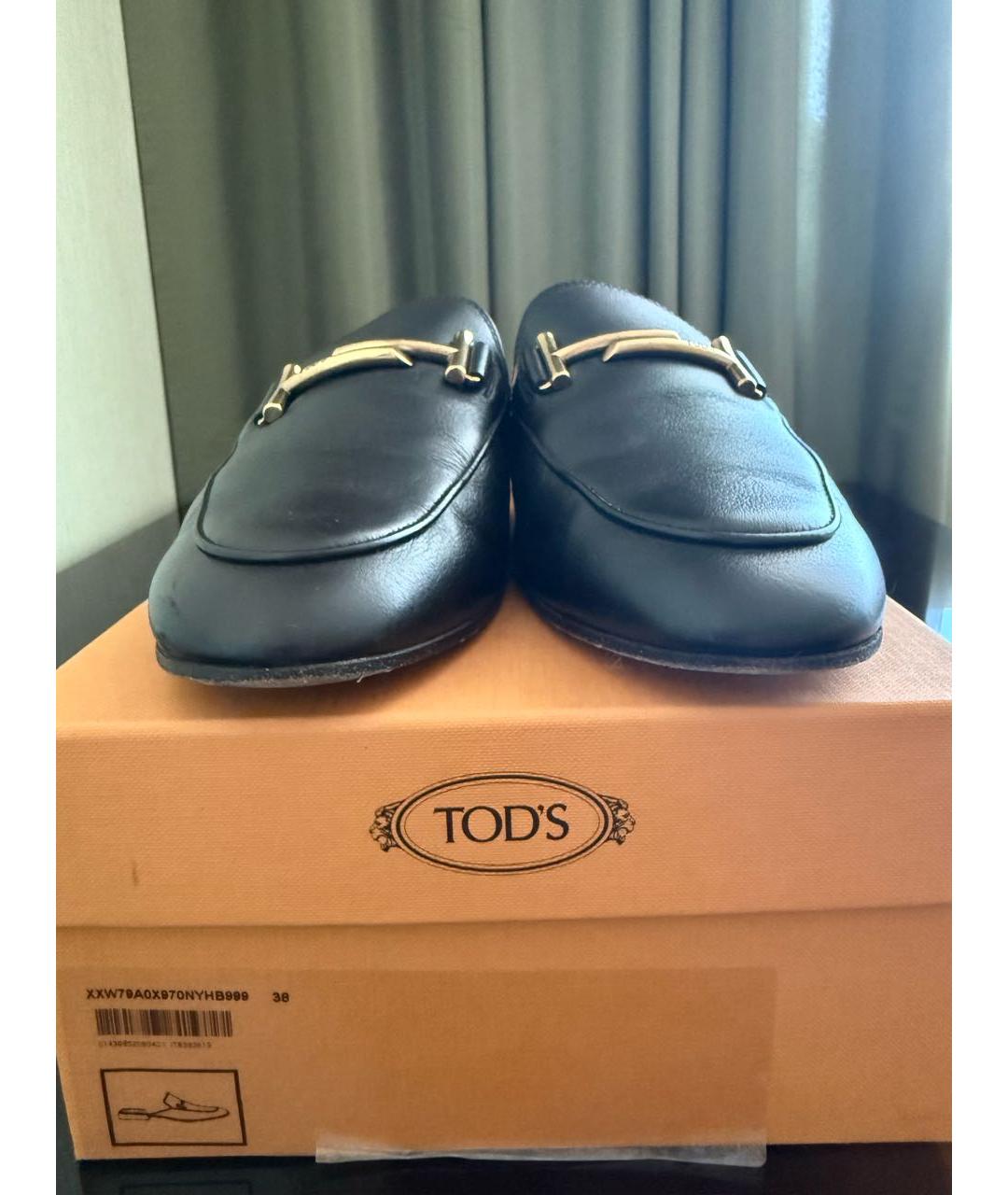 TOD'S Черные кожаные мюли, фото 5