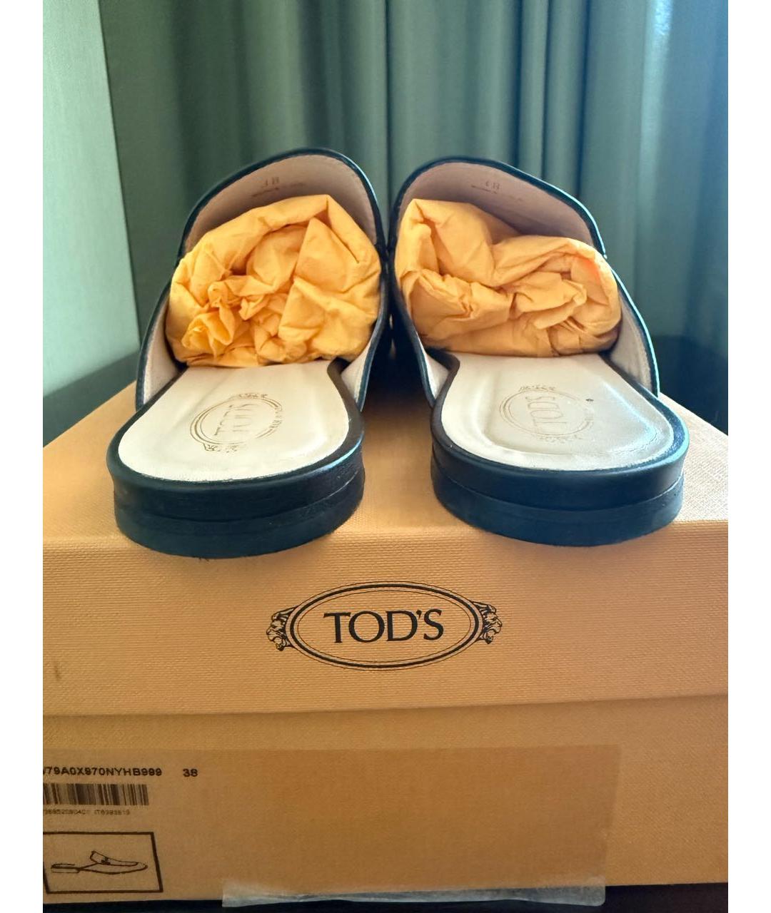 TOD'S Черные кожаные мюли, фото 4