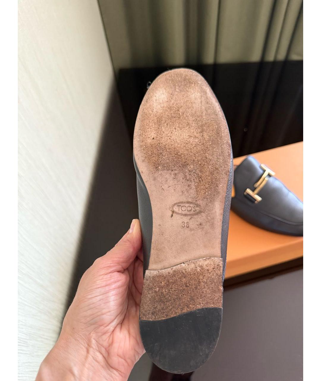 TOD'S Черные кожаные мюли, фото 7