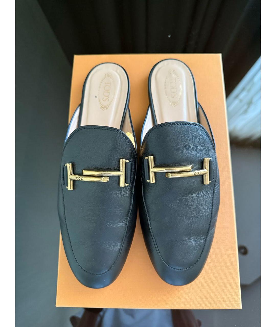 TOD'S Черные кожаные мюли, фото 2