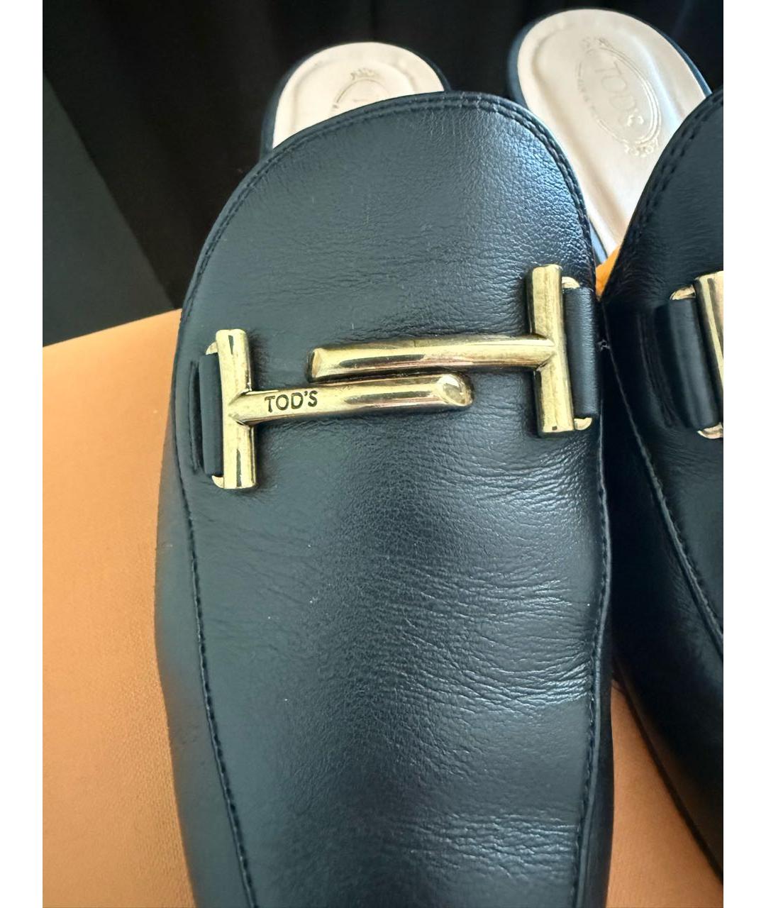 TOD'S Черные кожаные мюли, фото 6