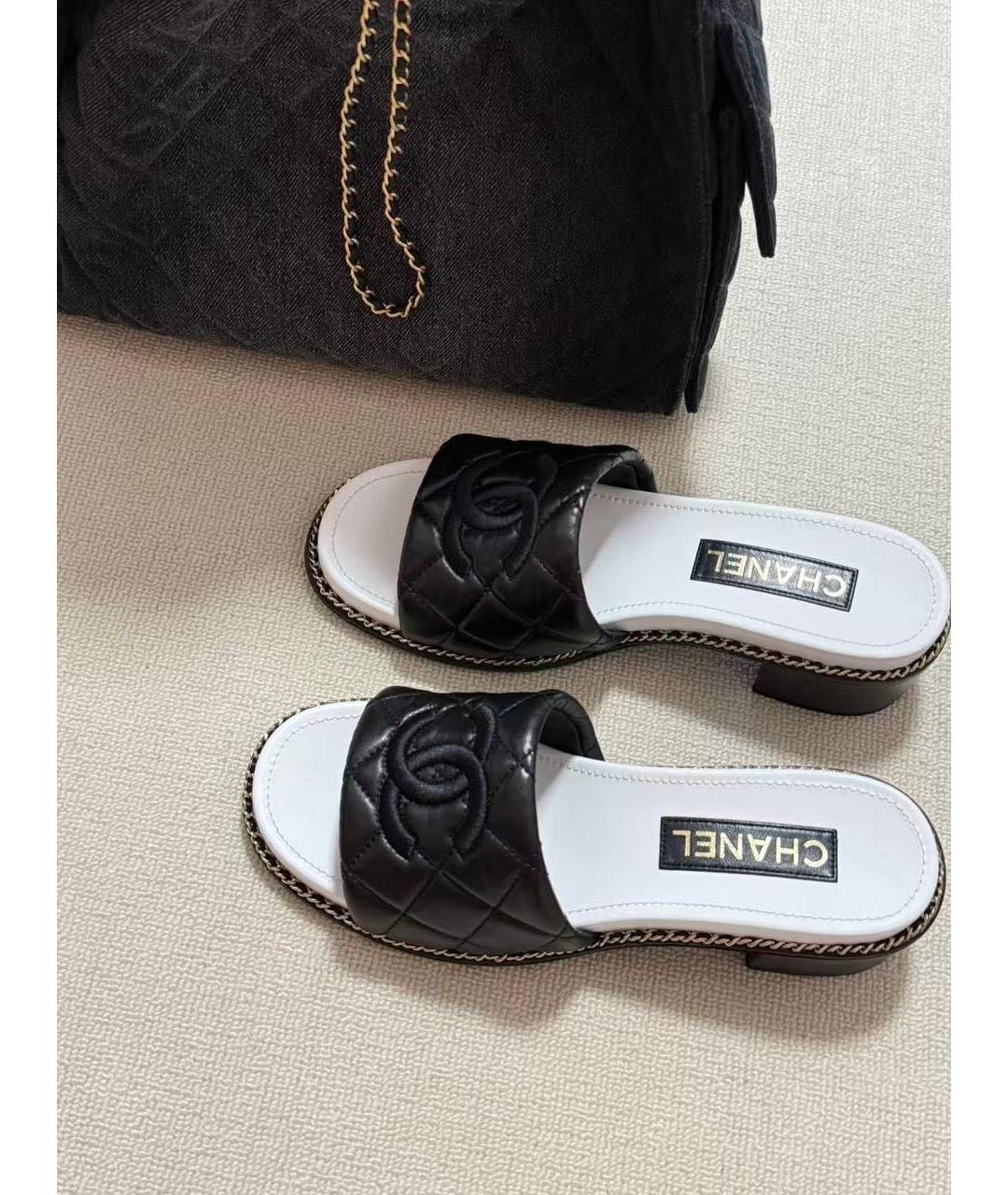 CHANEL Черные кожаные мюли, фото 2