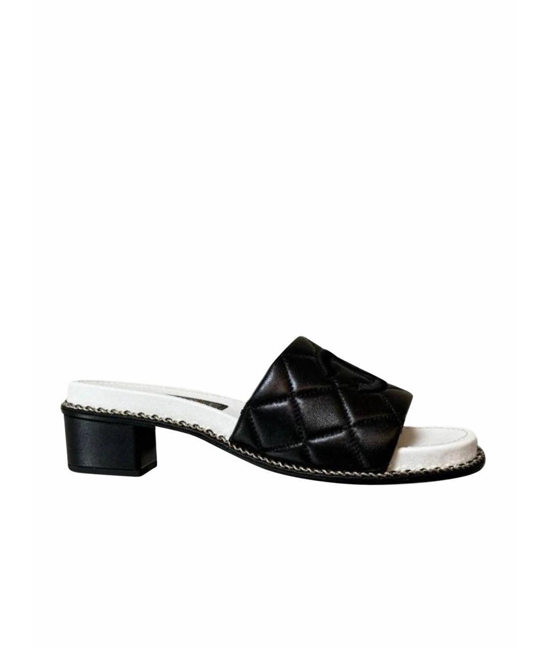 CHANEL Черные кожаные мюли, фото 1