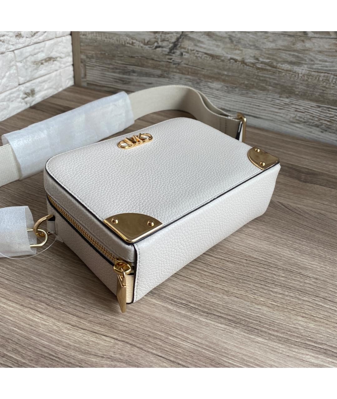 MICHAEL KORS Белая кожаная сумка с короткими ручками, фото 6