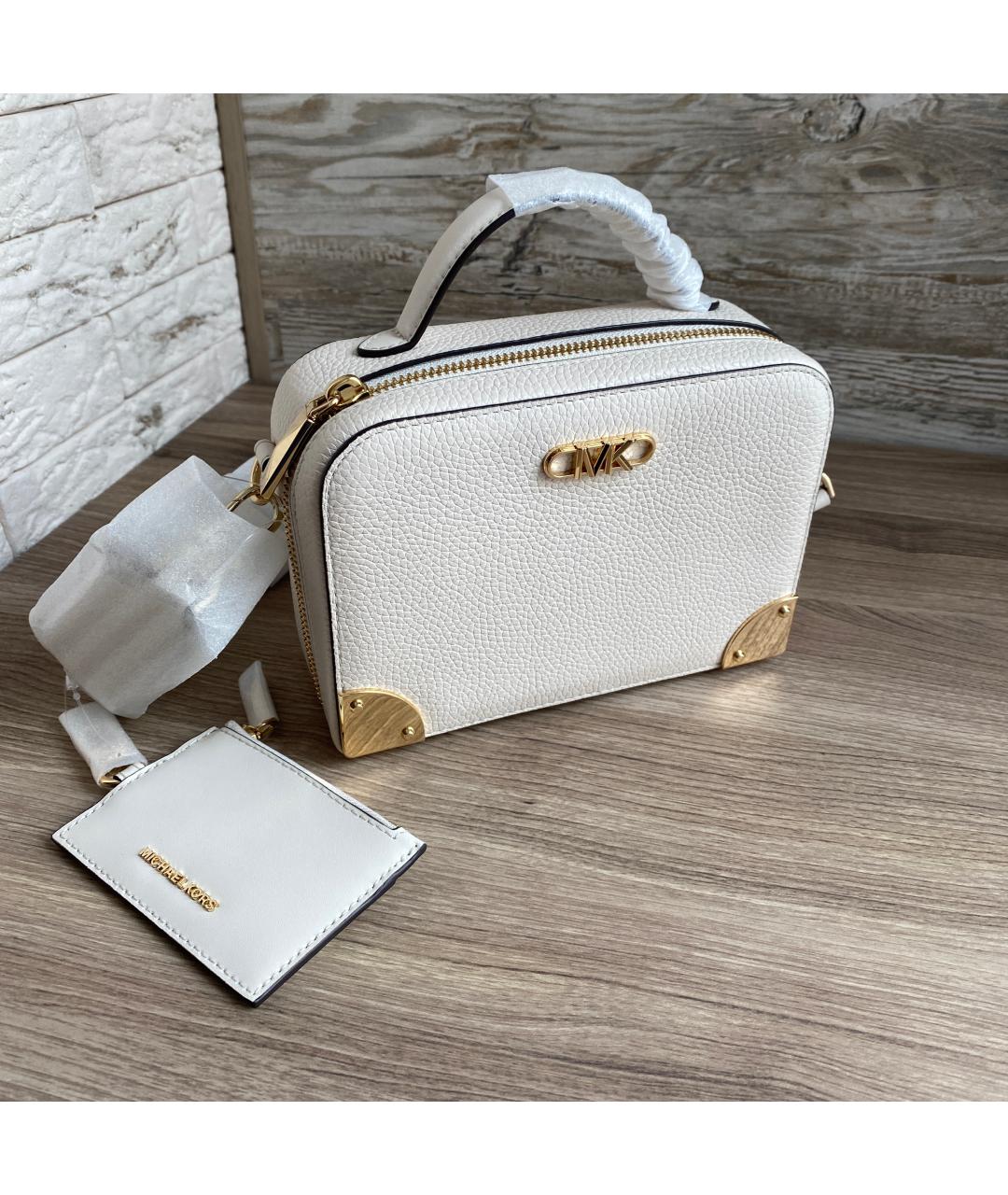MICHAEL KORS Белая кожаная сумка с короткими ручками, фото 2