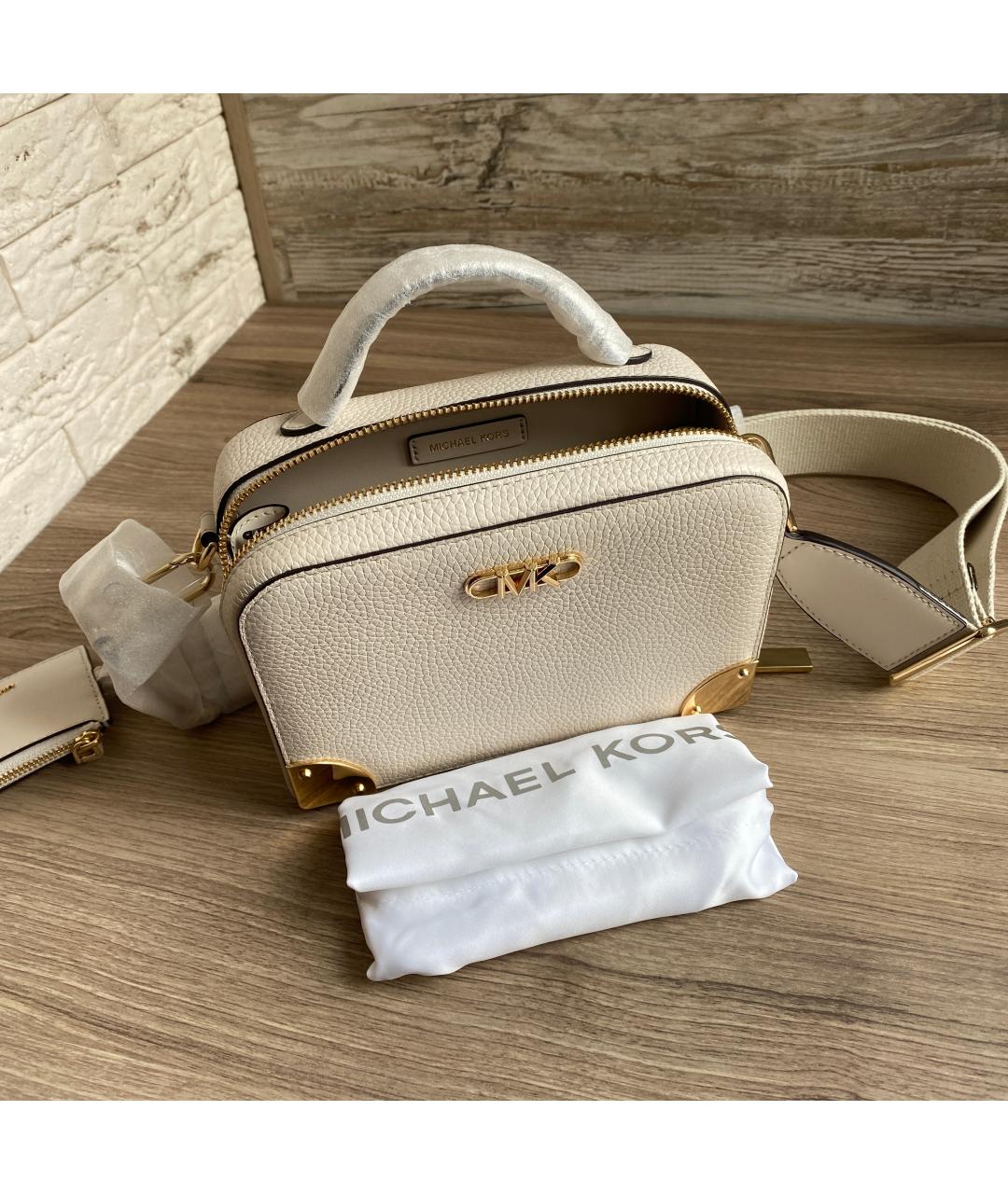 MICHAEL KORS Белая кожаная сумка с короткими ручками, фото 9