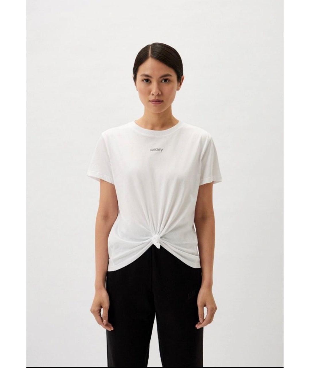 DKNY Белая хлопковая футболка, фото 5