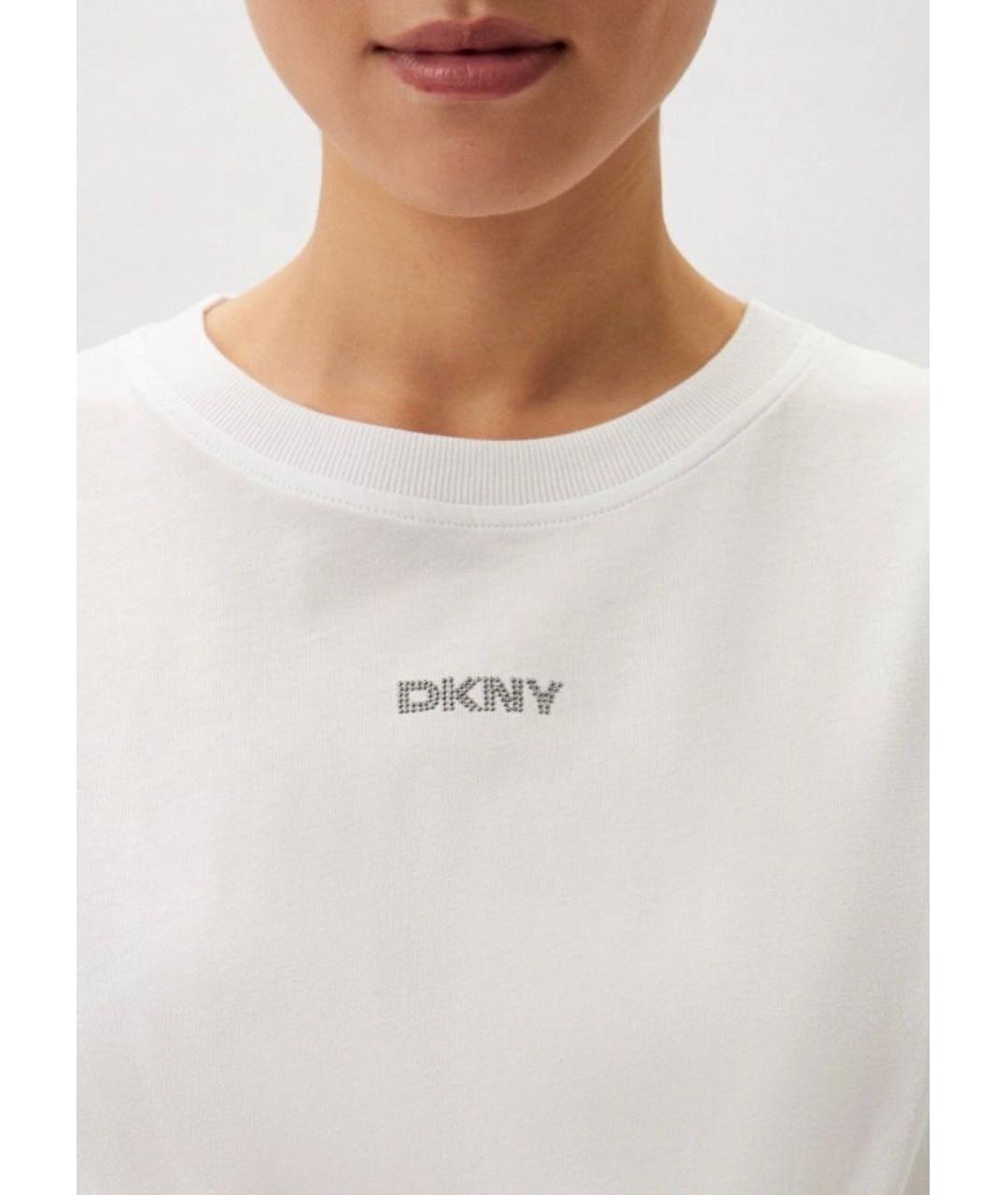 DKNY Белая хлопковая футболка, фото 3