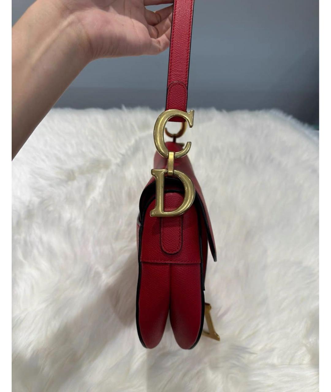 CHRISTIAN DIOR Красная кожаная сумка через плечо, фото 4