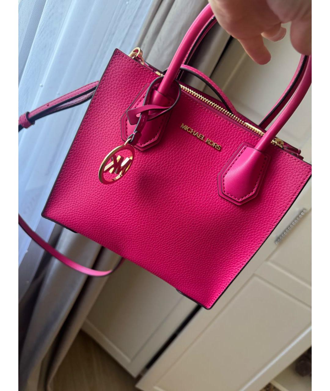 MICHAEL KORS Фуксия кожаная сумка с короткими ручками, фото 8