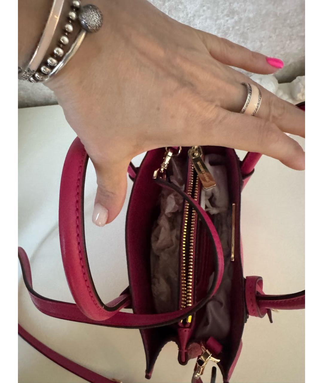MICHAEL KORS Фуксия кожаная сумка с короткими ручками, фото 6