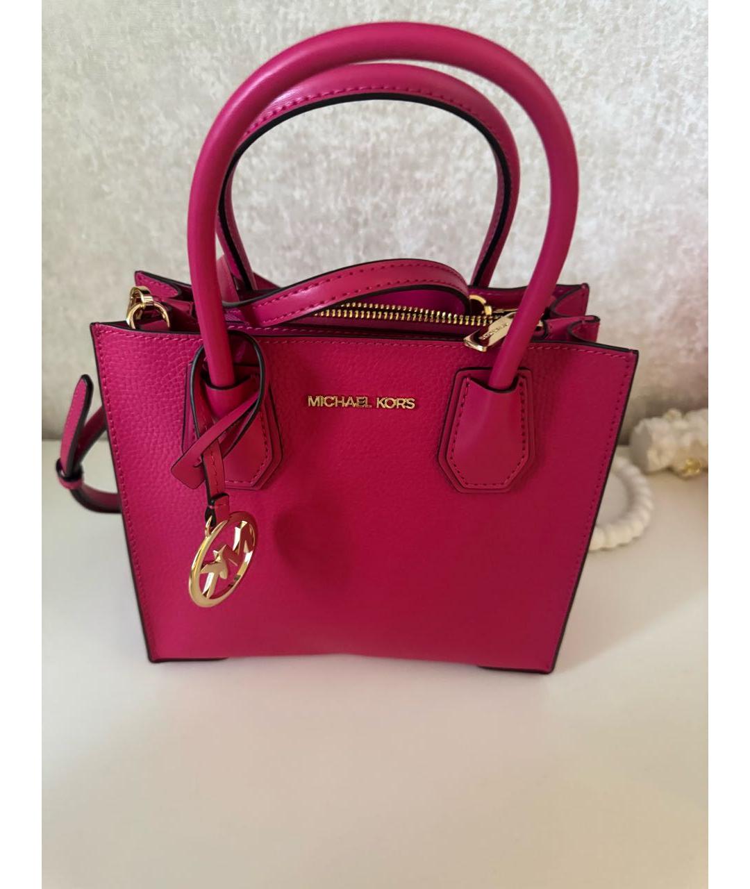 MICHAEL KORS Фуксия кожаная сумка с короткими ручками, фото 9