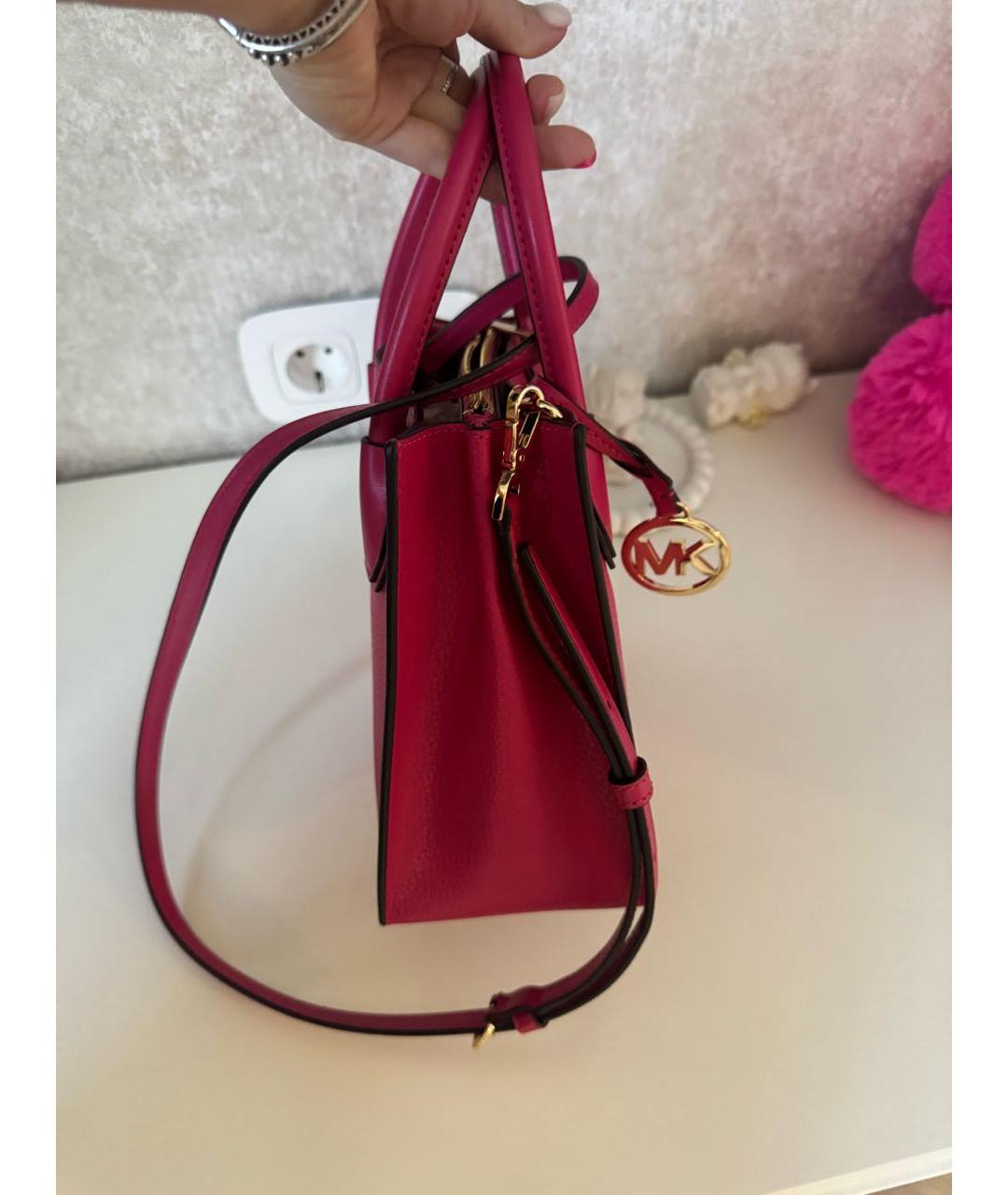 MICHAEL KORS Фуксия кожаная сумка с короткими ручками, фото 5