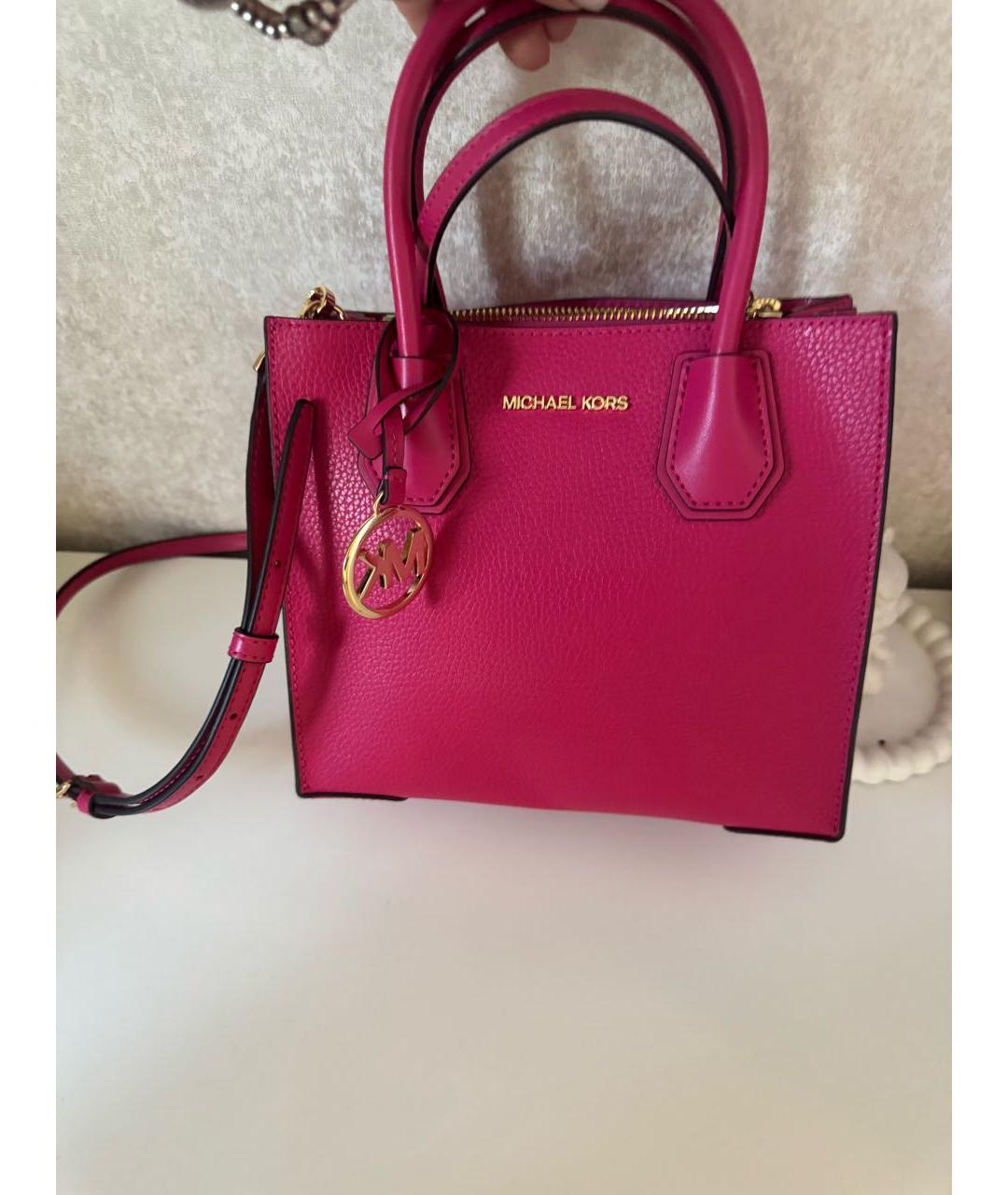 MICHAEL KORS Фуксия кожаная сумка с короткими ручками, фото 2