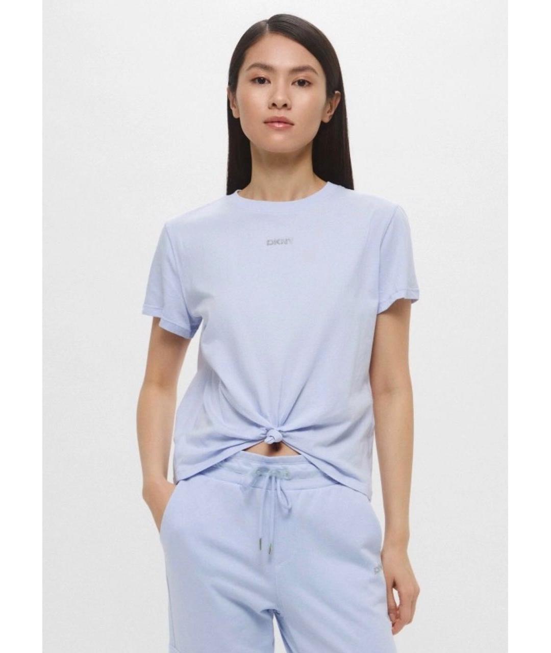 DKNY Голубая хлопковая футболка, фото 6