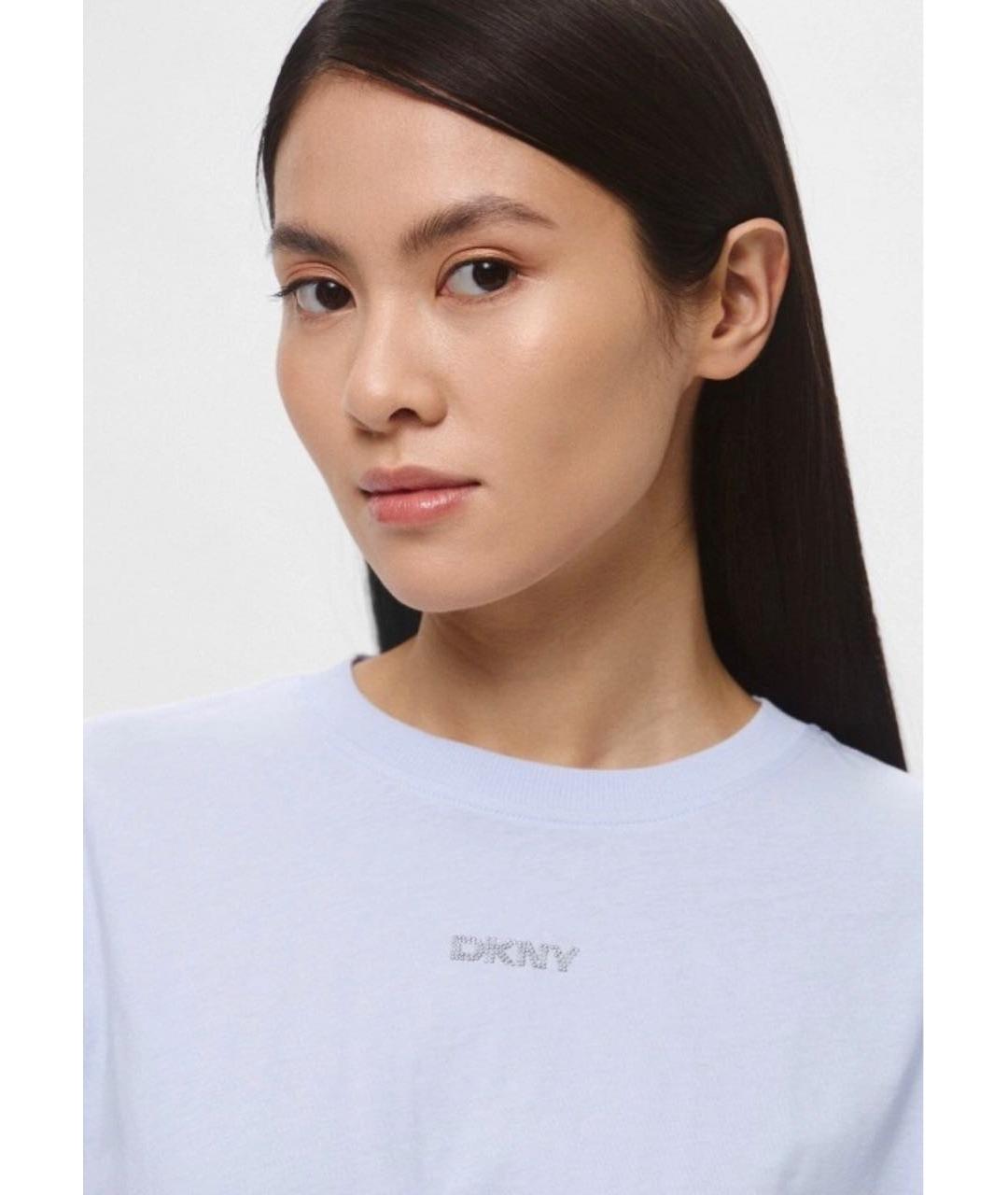 DKNY Голубая хлопковая футболка, фото 4