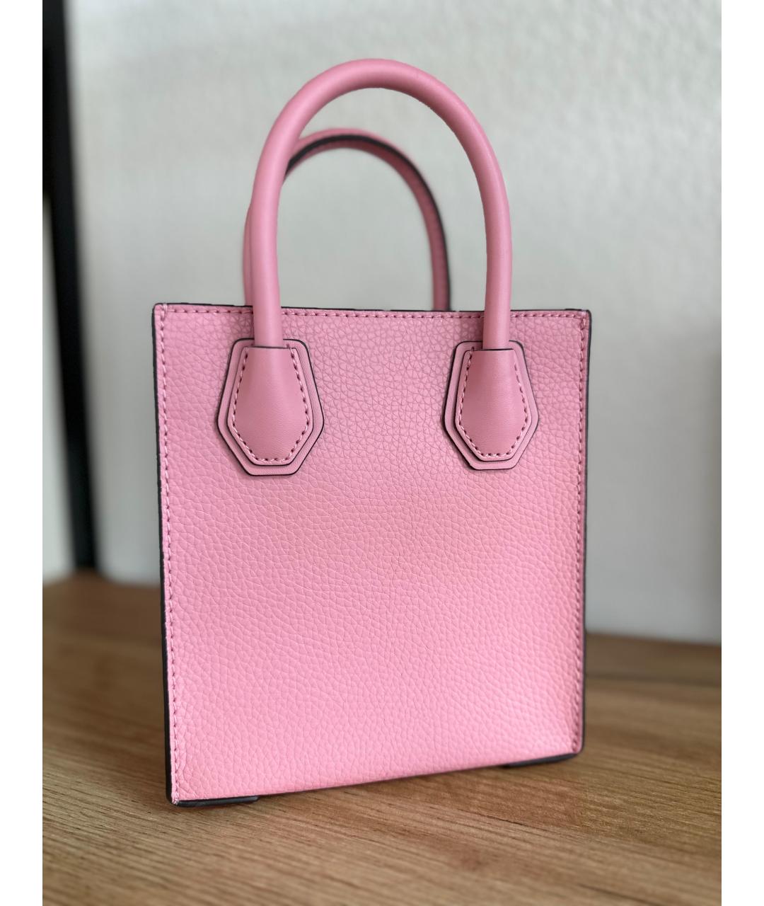 MICHAEL KORS Розовая кожаная сумка с короткими ручками, фото 4