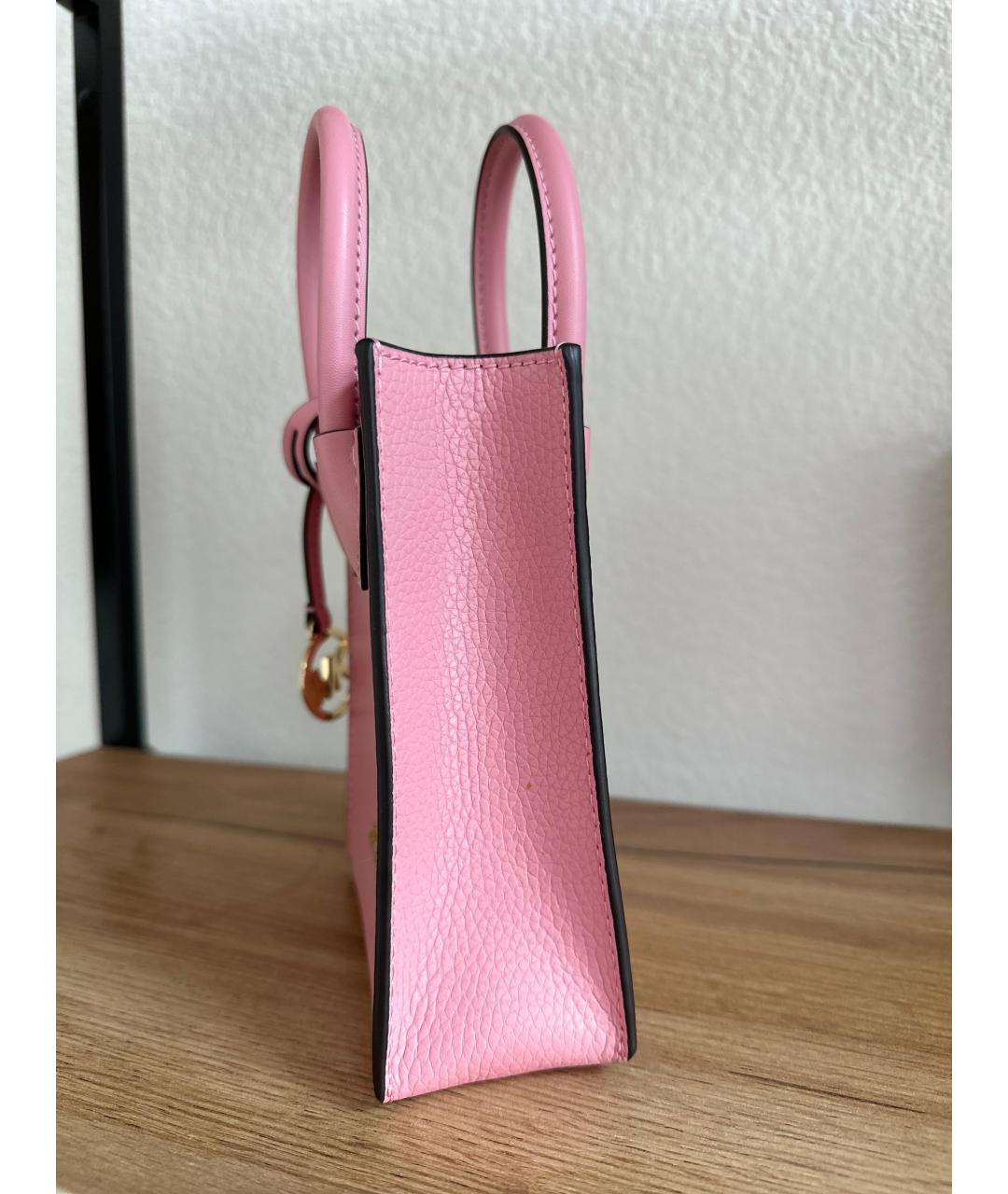 MICHAEL KORS Розовая кожаная сумка с короткими ручками, фото 3