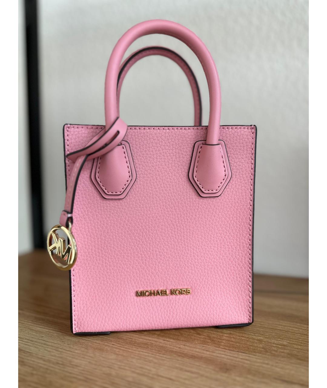MICHAEL KORS Розовая кожаная сумка с короткими ручками, фото 2