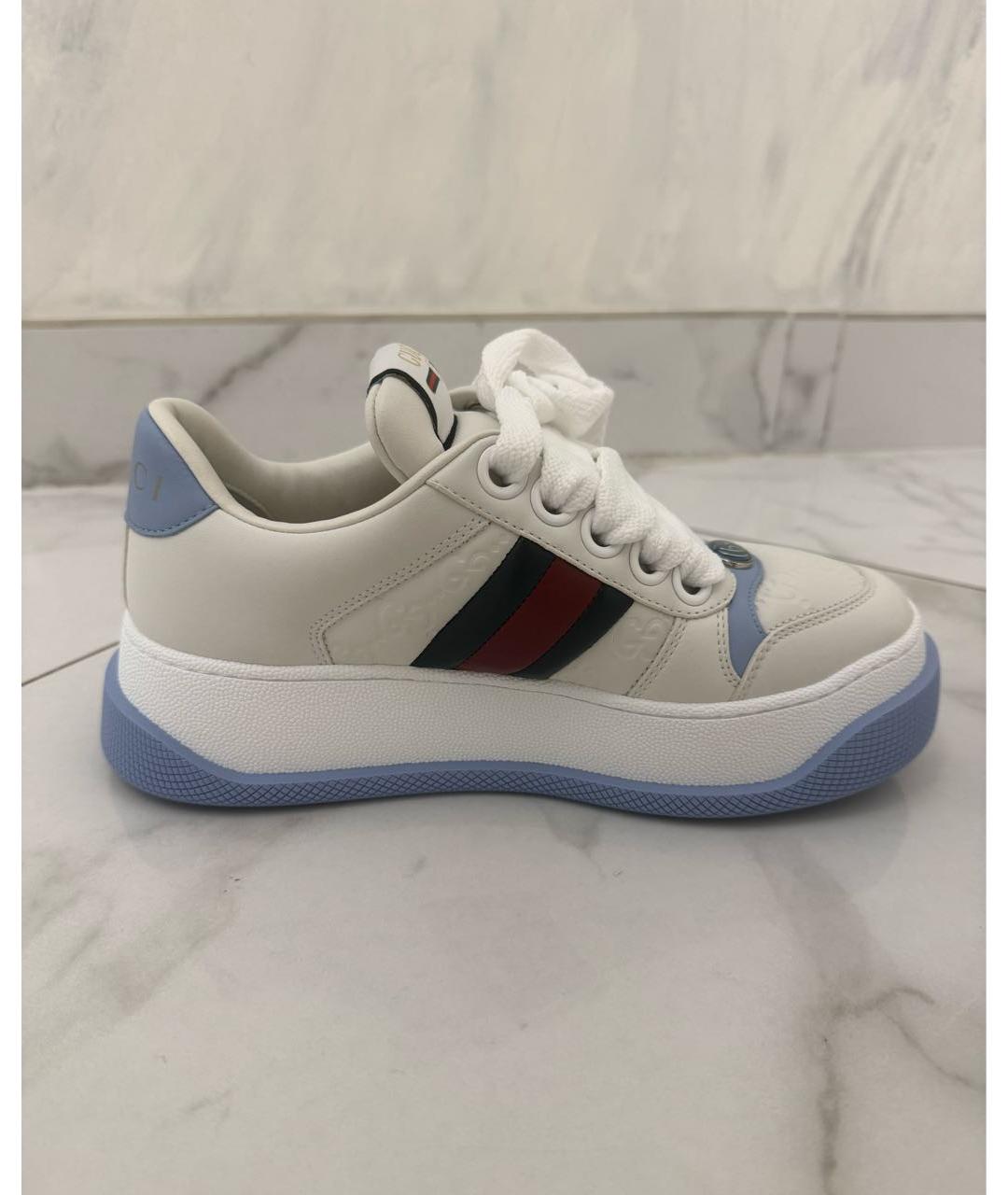 GUCCI Белые кожаные кроссовки, фото 8