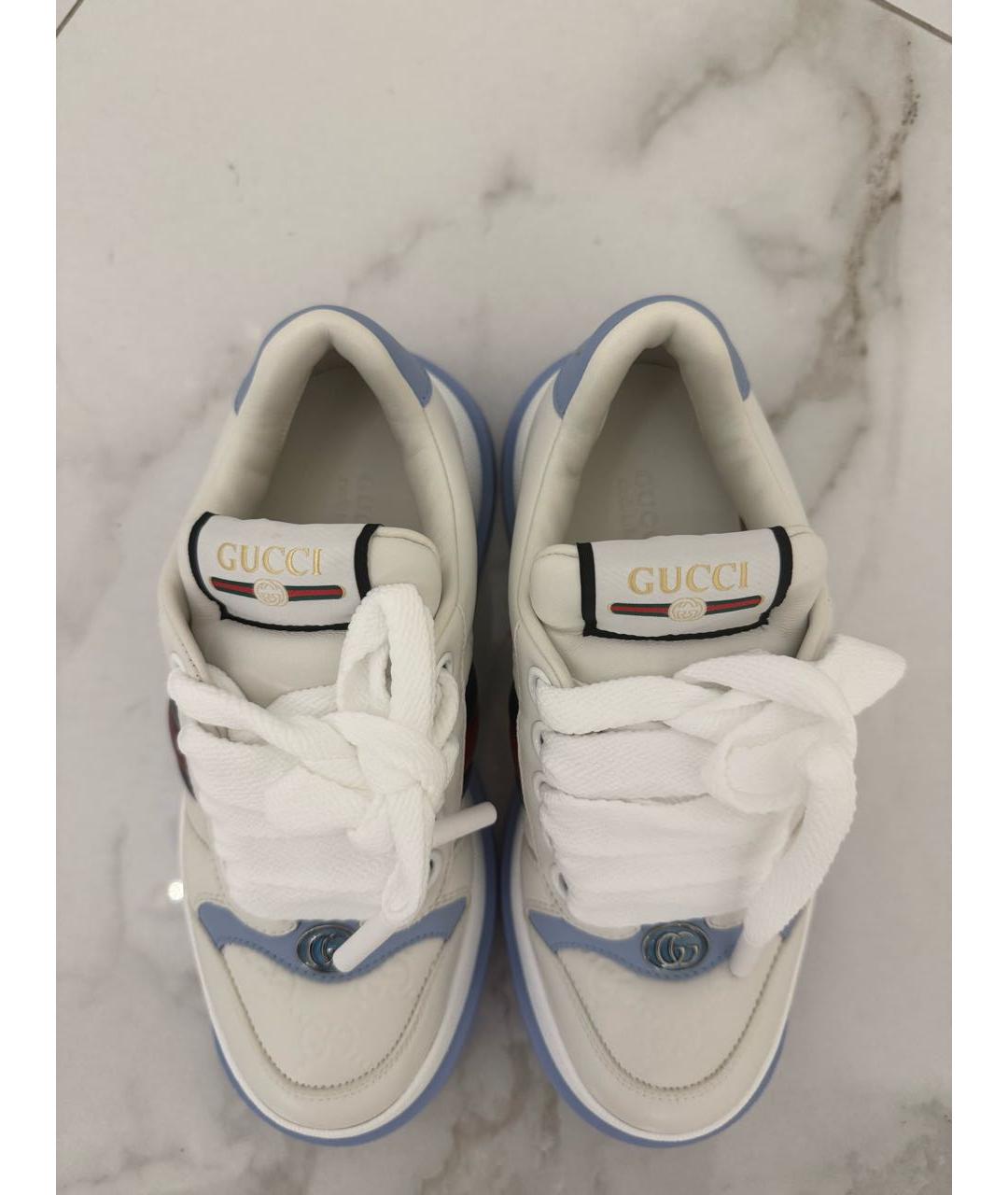 GUCCI Белые кожаные кроссовки, фото 3