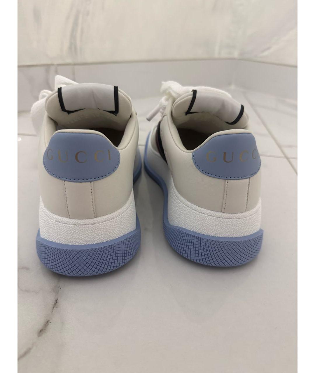 GUCCI Белые кожаные кроссовки, фото 4