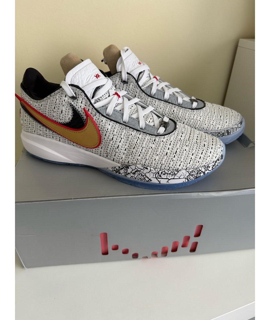 NIKE Белые текстильные низкие кроссовки / кеды, фото 5