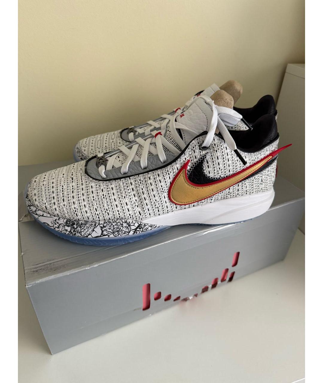 NIKE Белые текстильные низкие кроссовки / кеды, фото 4