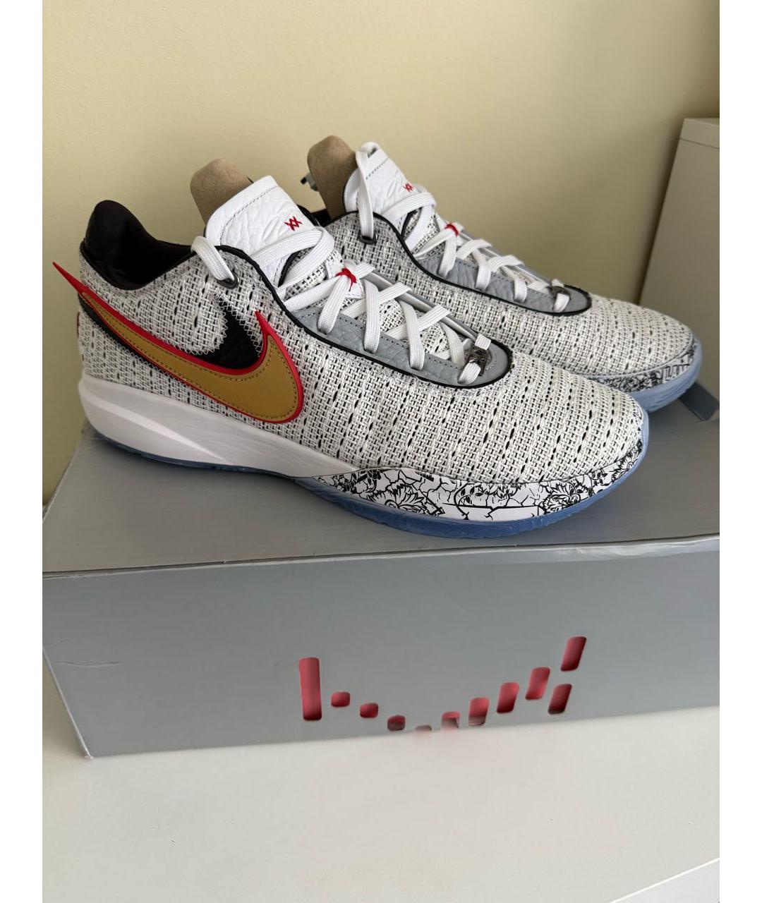 NIKE Белые текстильные низкие кроссовки / кеды, фото 6