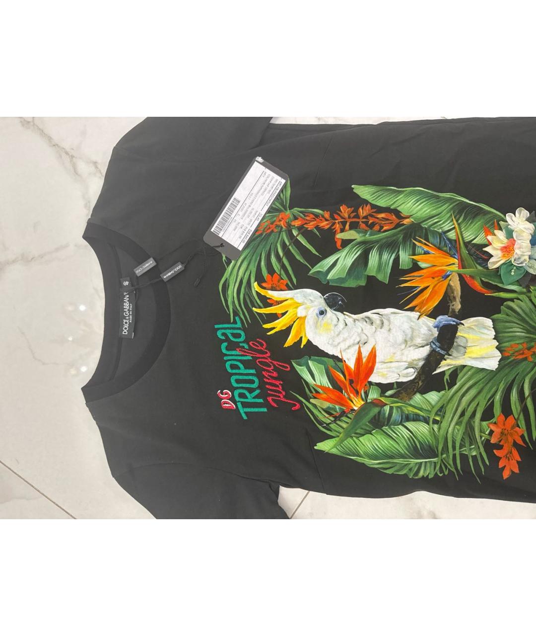 DOLCE&GABBANA Черная хлопковая футболка, фото 4