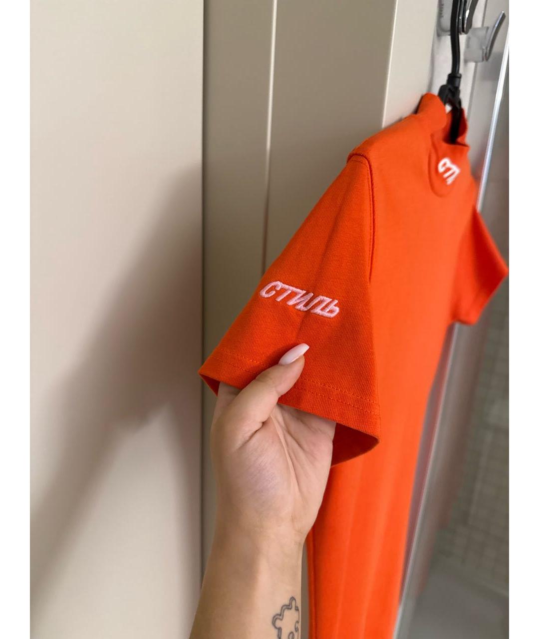 HERON PRESTON Оранжевое хлопковое повседневное платье, фото 3