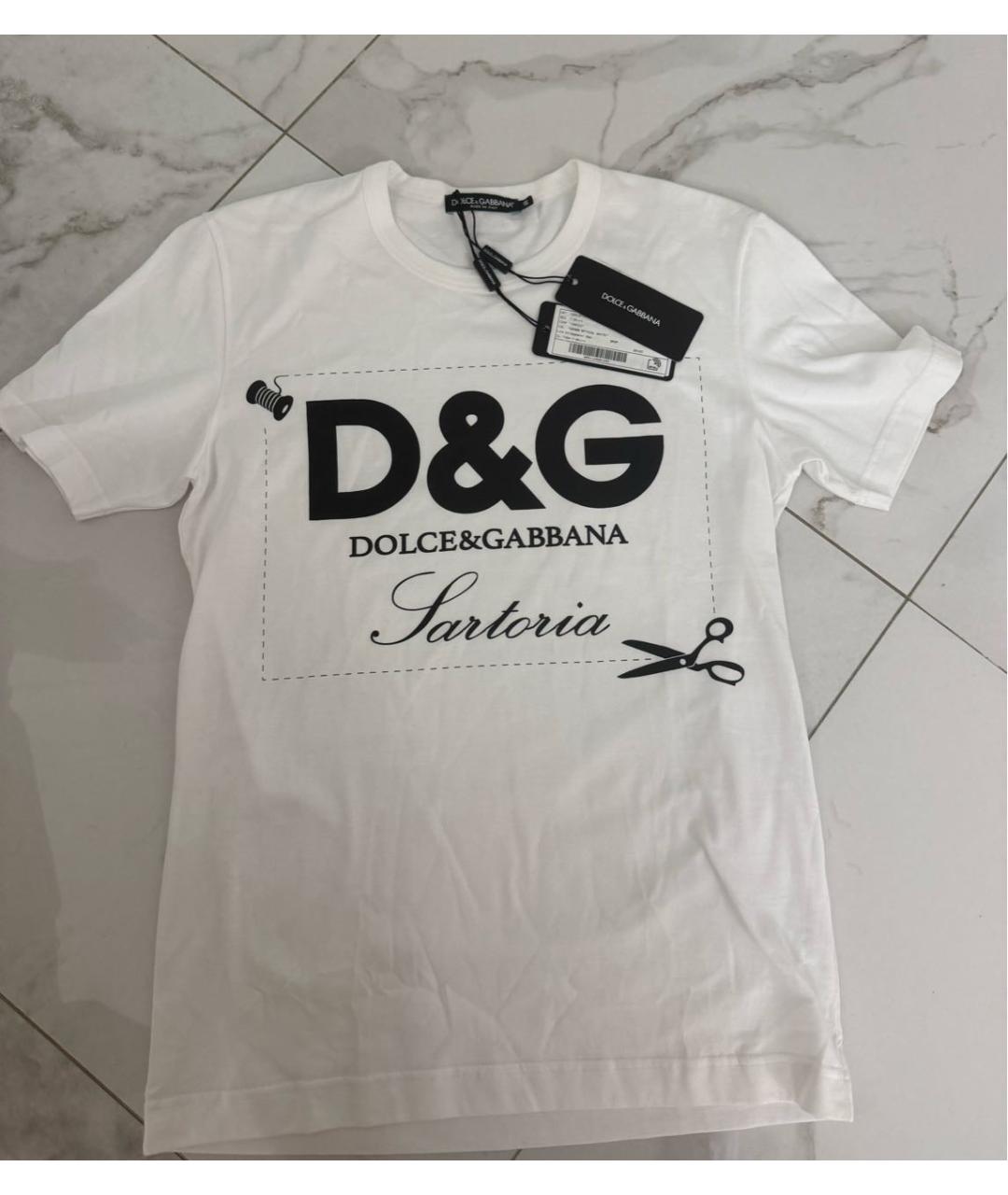 DOLCE&GABBANA Белая хлопковая футболка, фото 4