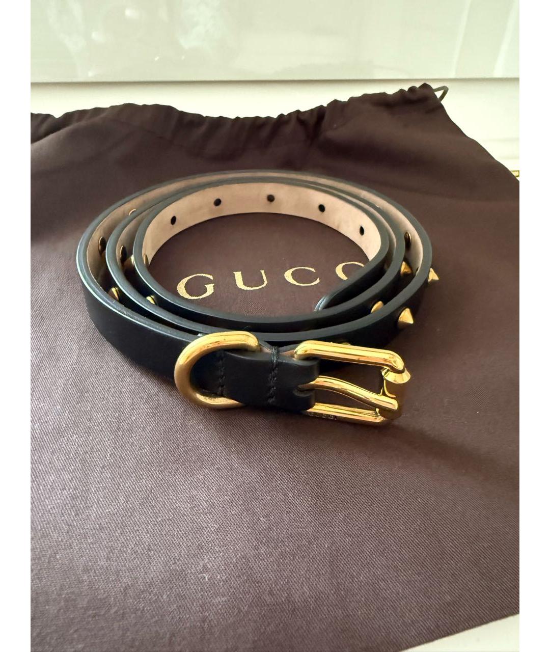 GUCCI Черный кожаный ремень, фото 5