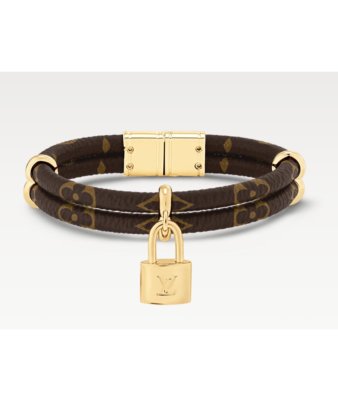 LOUIS VUITTON Коричневый кожаный браслет, фото 7