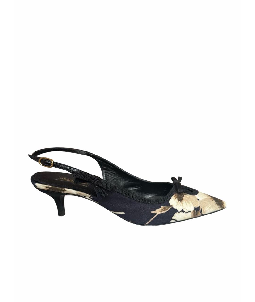 DOLCE&GABBANA Мульти текстильные лодочки на низком каблуке, фото 1