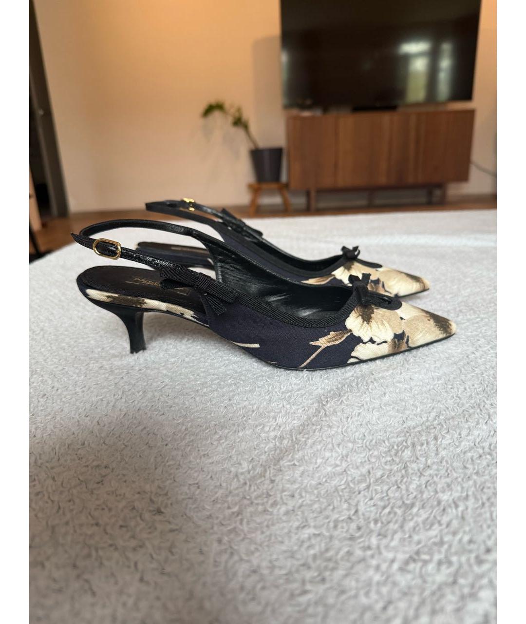 DOLCE&GABBANA Мульти текстильные лодочки на низком каблуке, фото 6