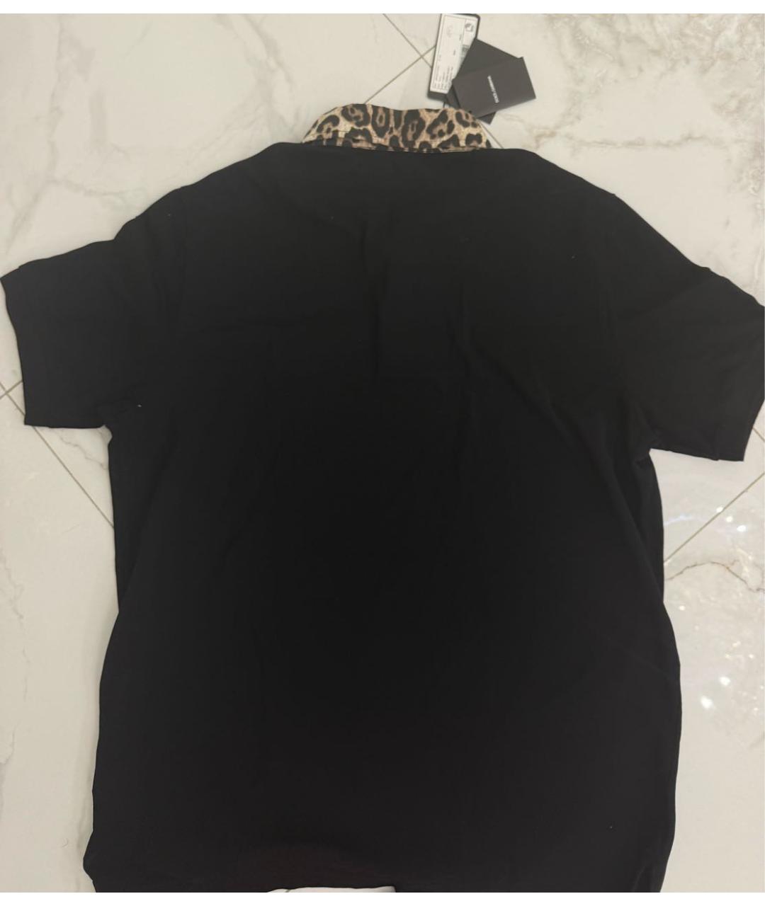 DOLCE&GABBANA Черное хлопковое поло с коротким рукавом, фото 2