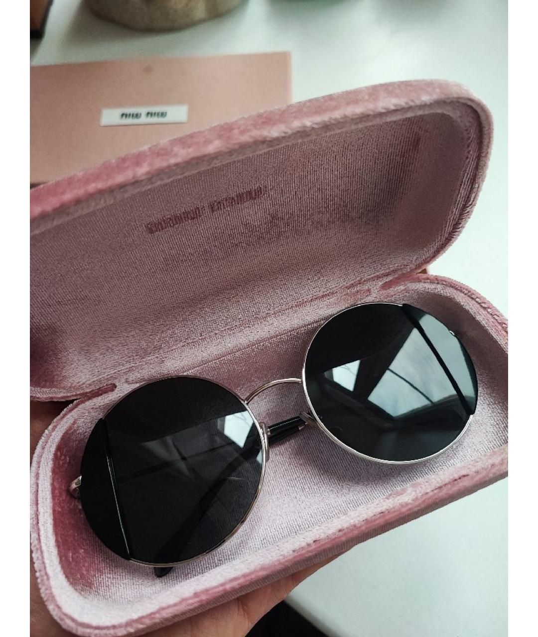 MIU MIU Черные металлические солнцезащитные очки, фото 6