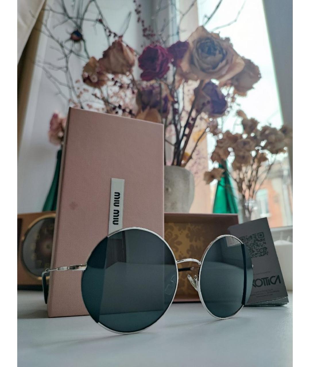 MIU MIU Черные металлические солнцезащитные очки, фото 8