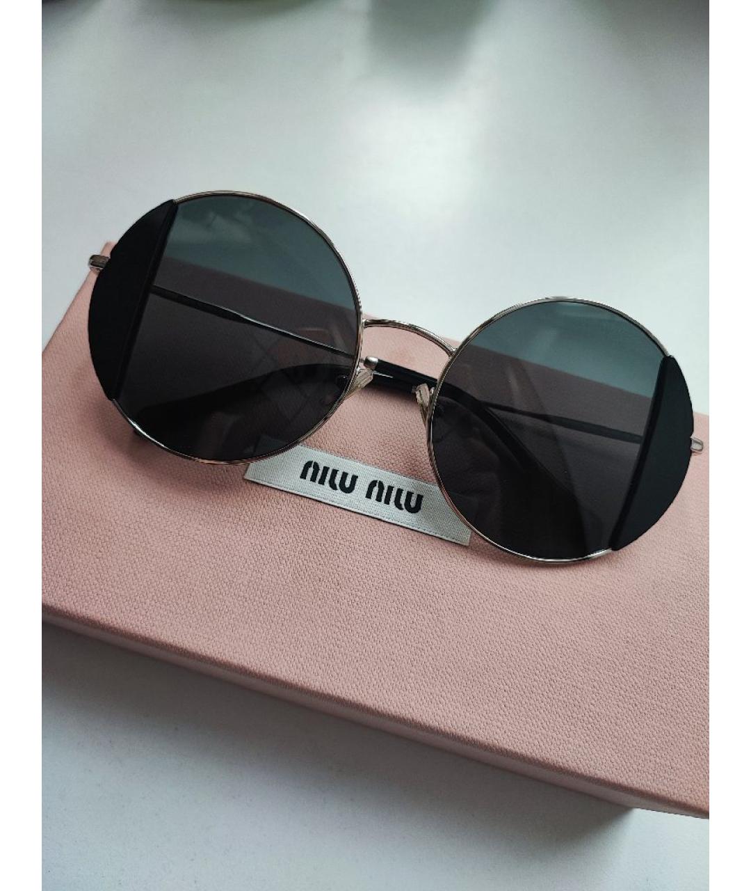 MIU MIU Черные металлические солнцезащитные очки, фото 7