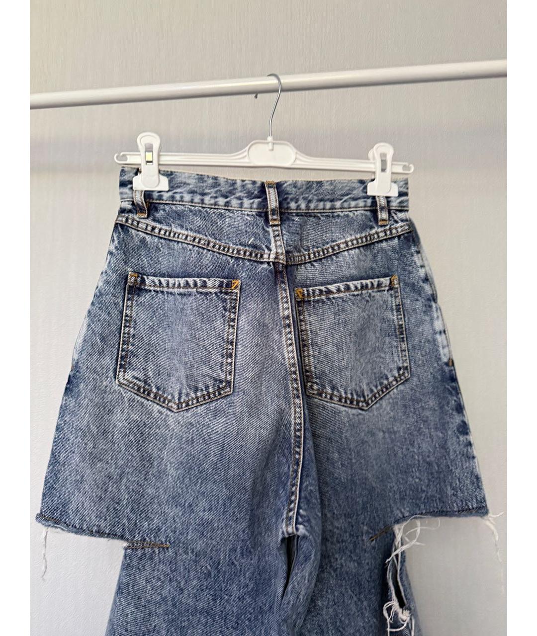 MAISON MARGIELA Синие хлопковые прямые джинсы, фото 4