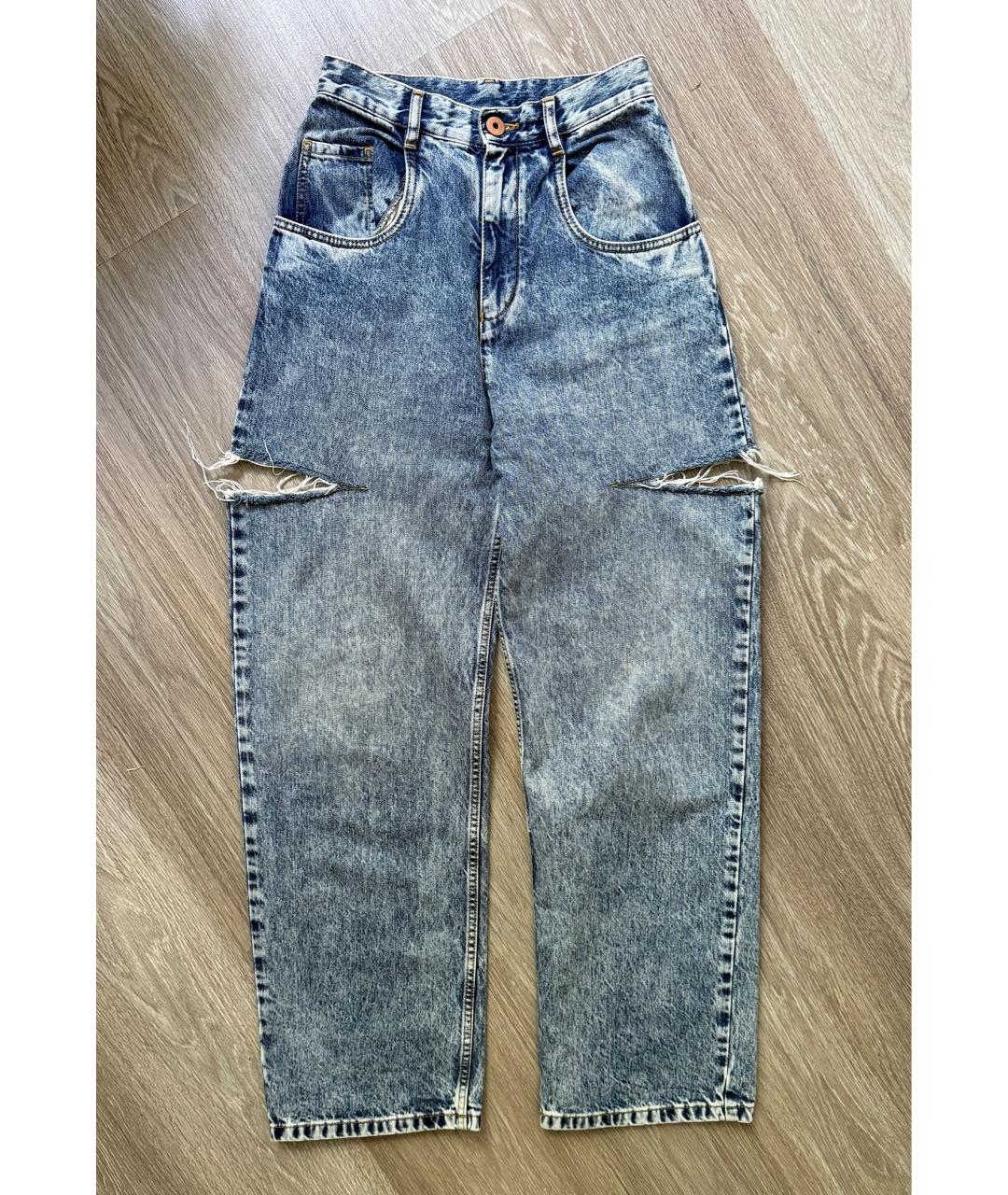 MAISON MARGIELA Синие хлопковые прямые джинсы, фото 7