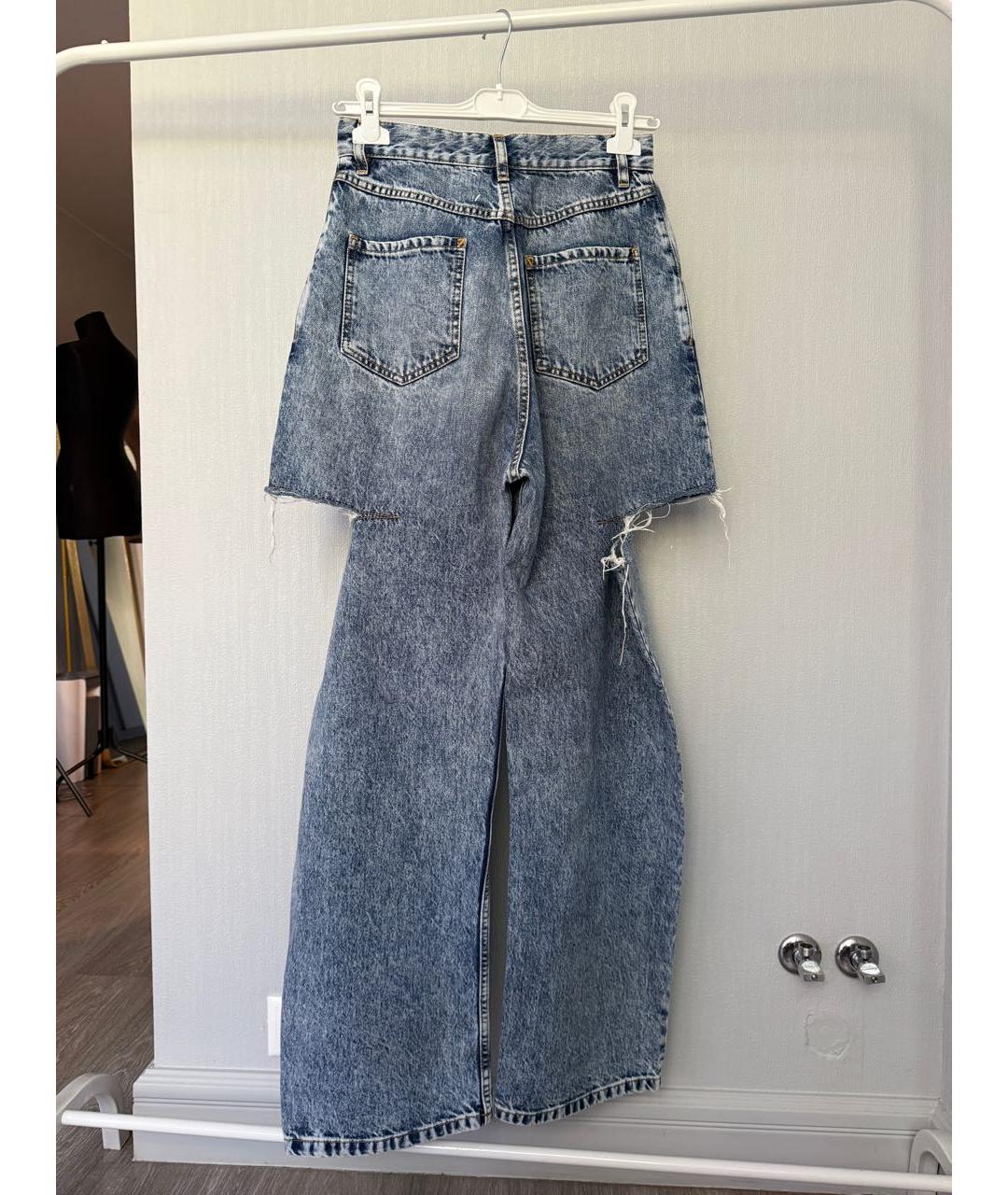 MAISON MARGIELA Синие хлопковые прямые джинсы, фото 3