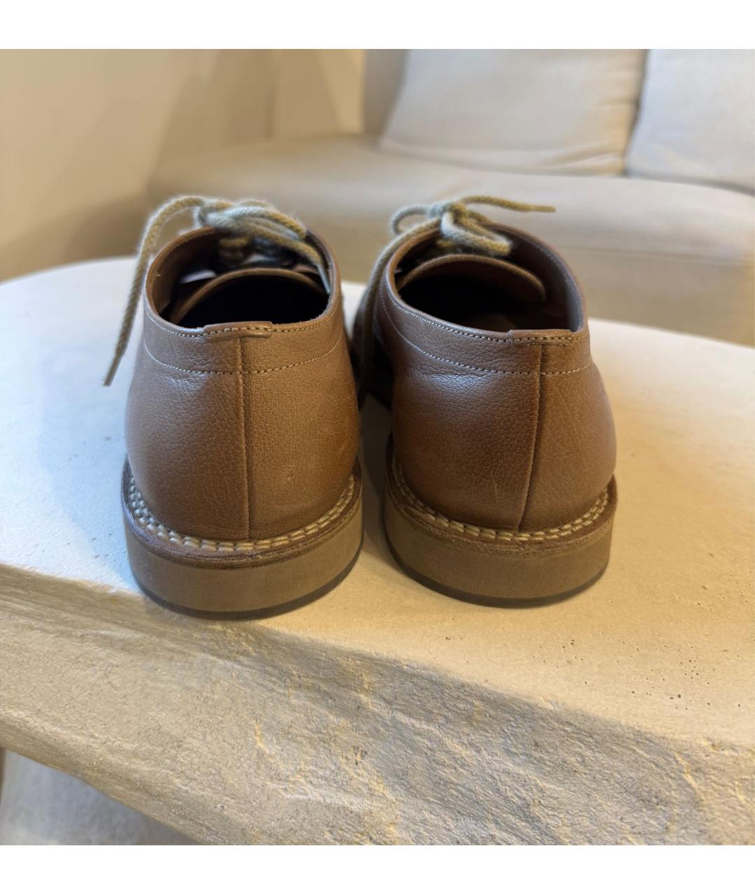 BRUNELLO CUCINELLI Коричневые кожаные низкие ботинки, фото 4