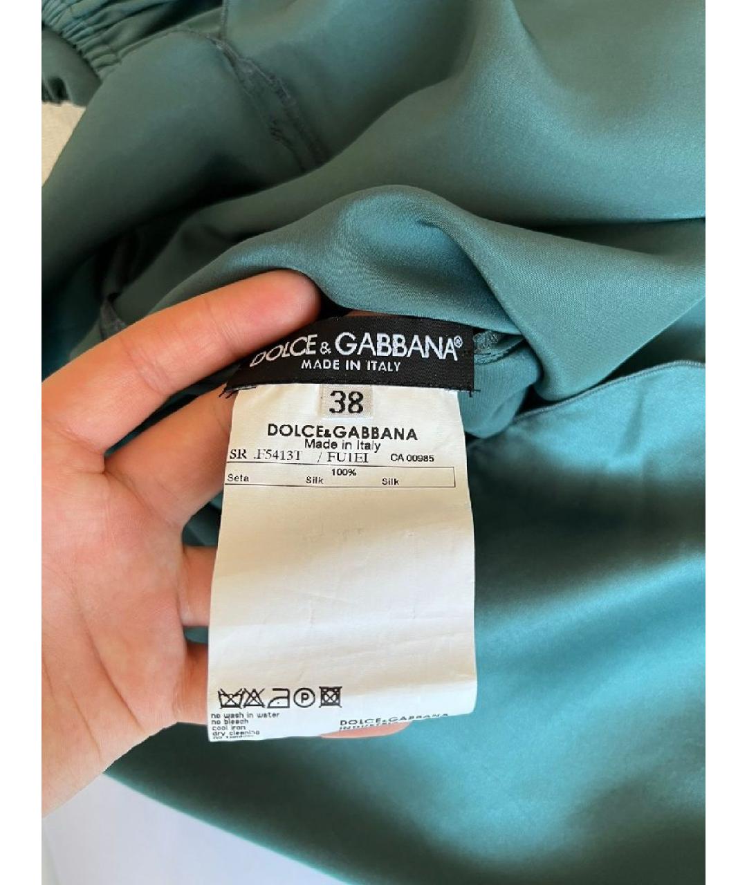 DOLCE&GABBANA Зеленая шелковая блузы, фото 8