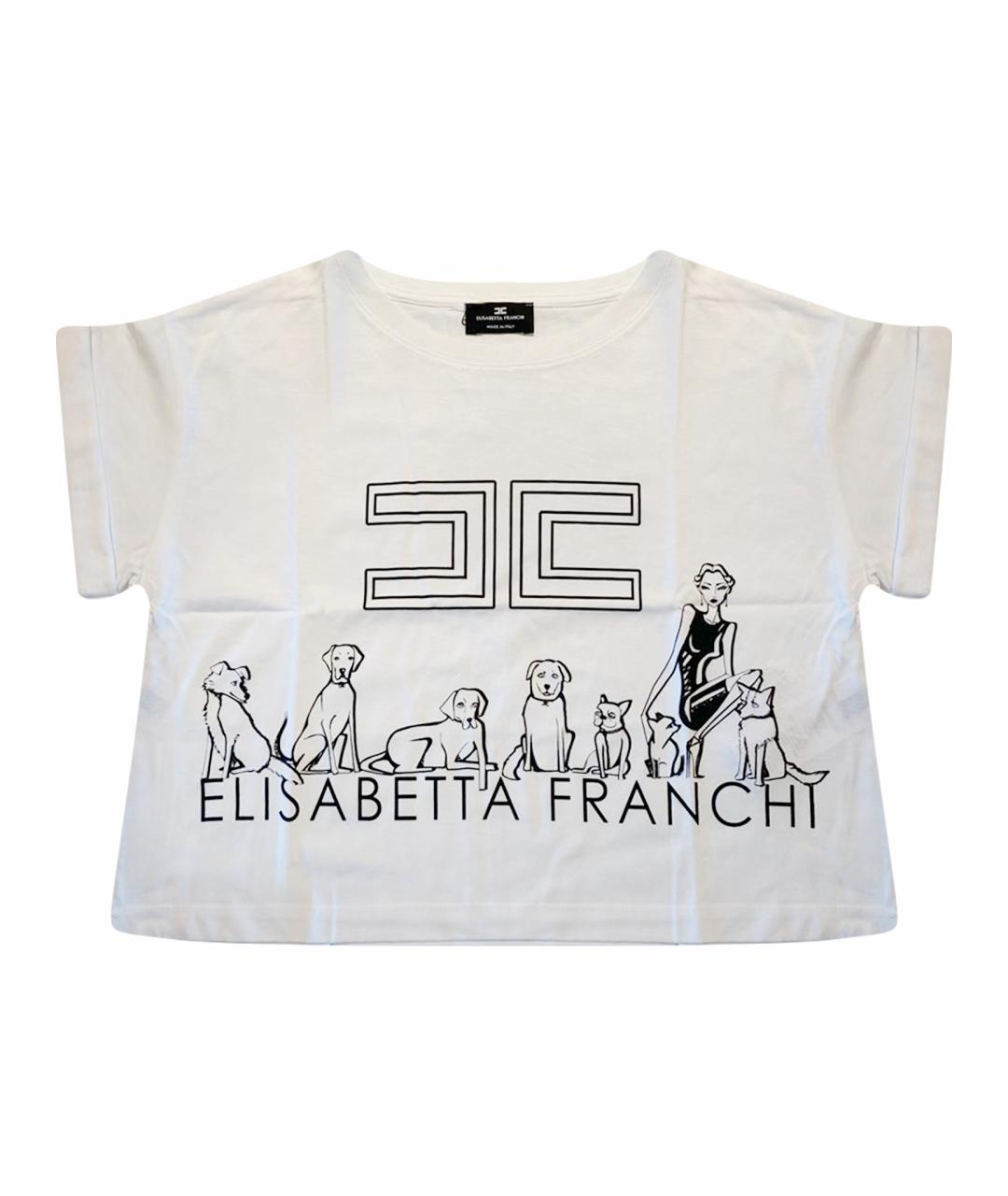 ELISABETTA FRANCHI Белая хлопковая футболка, фото 1