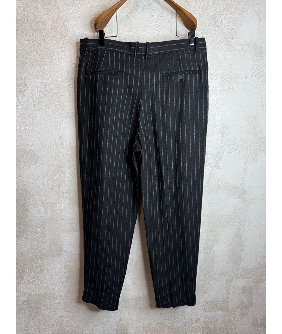 ISABEL MARANT Антрацитовые льняные классические брюки, фото 5